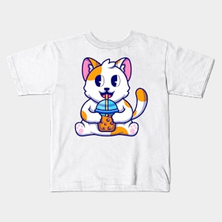 Cat Milk Shake Kids T-Shirt